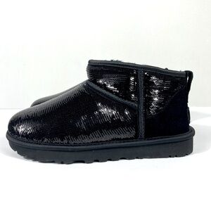 UGG Classic Ultra Mini Mirror Ball Boots Sequin Black Size 6 7 8 NEW 1151616